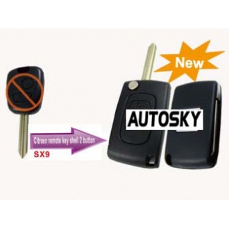 Citroen modified flip remote key shell 2 button SX9