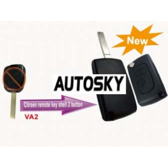 Citroen modified flip remote key shell 2 button VA2