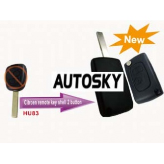 Citroen modified flip remote key shell 2 button HU83