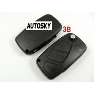 Fiat flip remote key shell 3 button black color