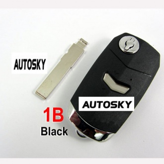 Fiat flip remote key shell 1 button black color