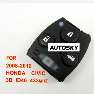 Honda Civic remote 433mhz ID46 3 button (2008-2012)for Europe, Malaysia