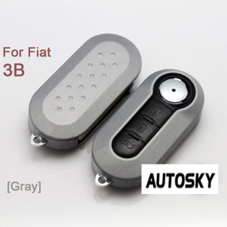 Fiat flip remote key shell 3 button (gray color)