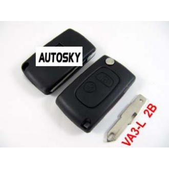 Peugeot modified flip remote key shell 2 button VA3L