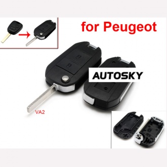 peugeot modified flip remote key shell 2 button VA2