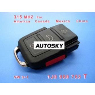 VW 3+1 Remote 1 JO 959 753 T 315Mhz For America Canada Mexico China