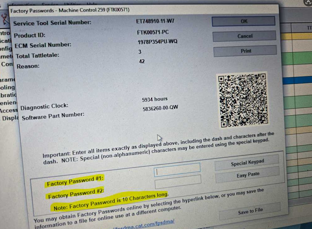 CAT ET 2025C connected to CAT 259D successfully