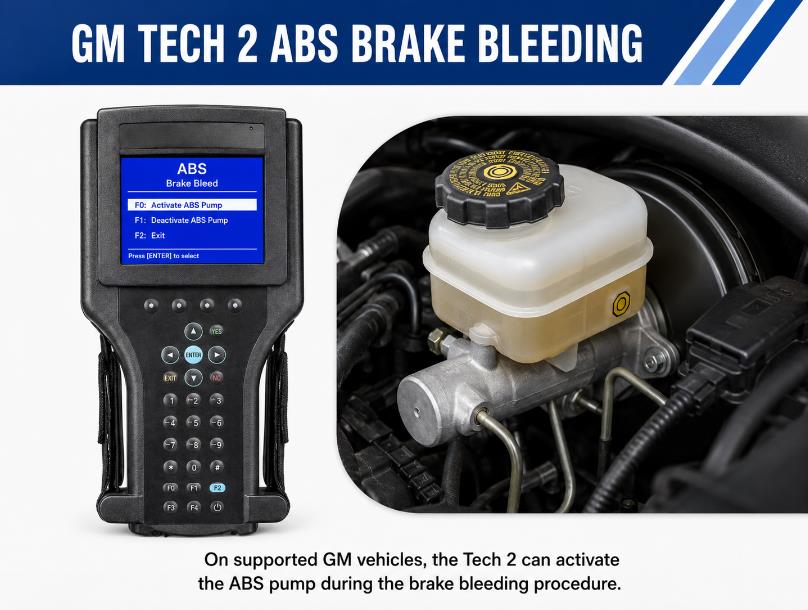 GM Tech 2 ABS brake bleeding function for GM vehicles