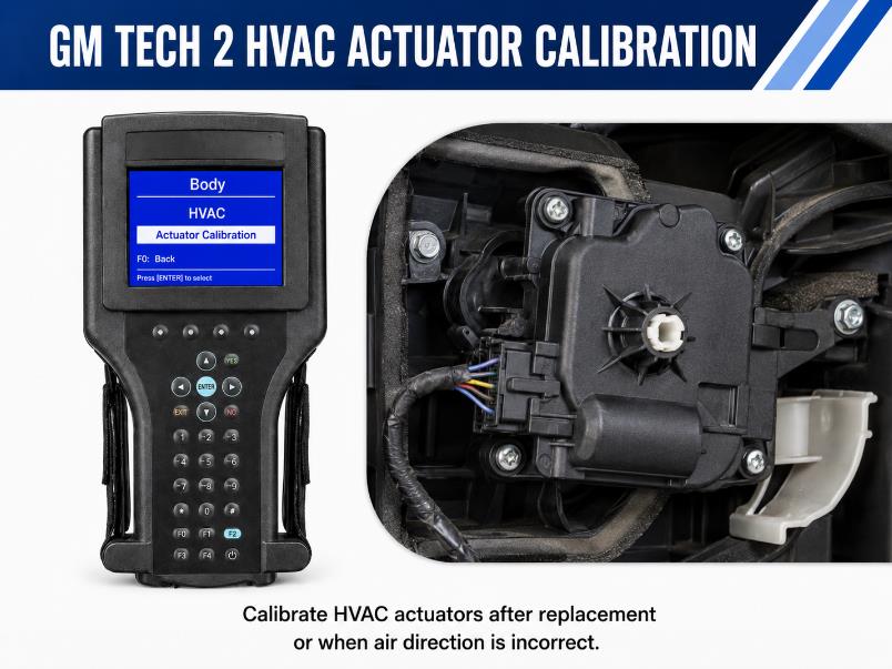 GM Tech 2 HVAC actuator calibration for Chevrolet Trailblazer and GM vehicles