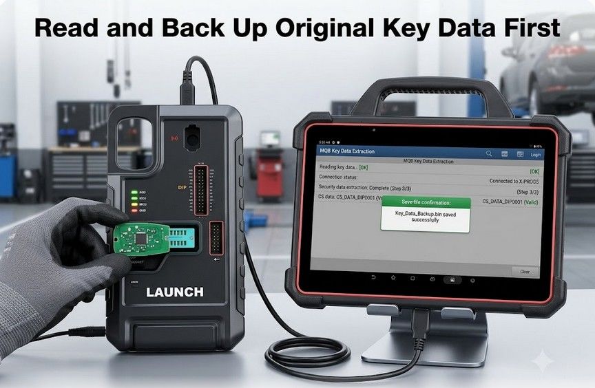 Reading and saving original VAG MQB49 key data with LAUNCH X-PROG5