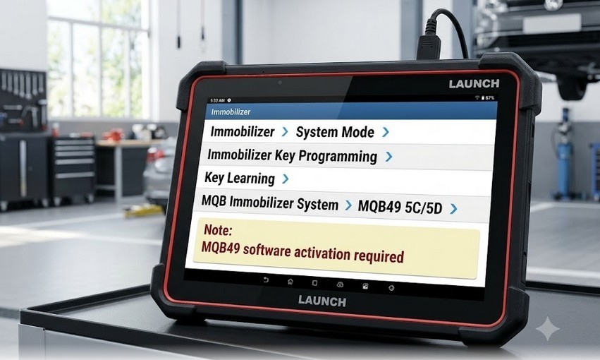 LAUNCH X431 MQB49 5C 5D immobilizer key programming menu