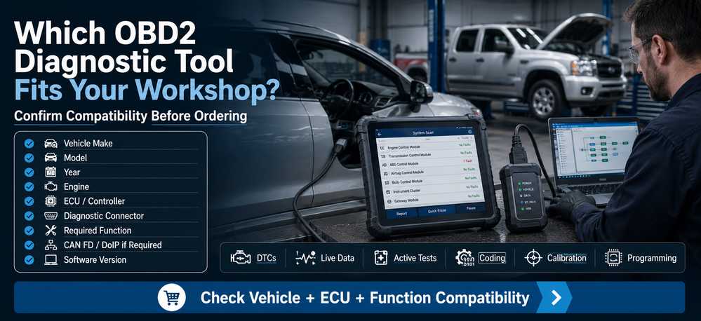 `OBD2 diagnostic tool compatibility checklist for professional workshops