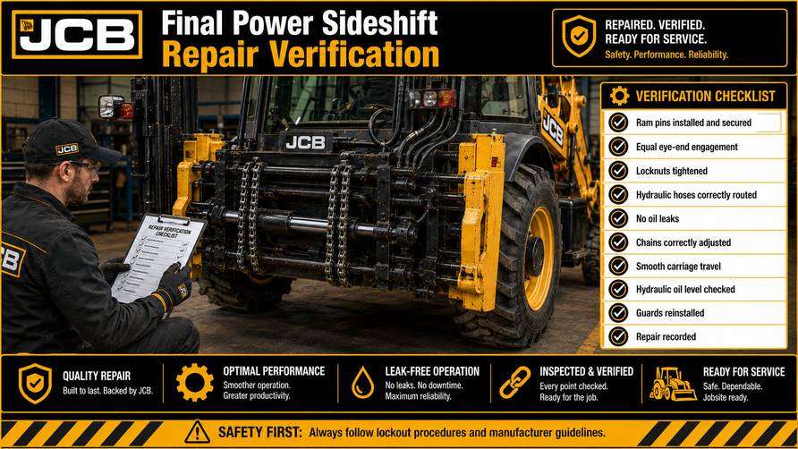 Final inspection after JCB power sideshift ram replacement