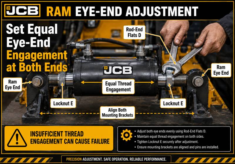 Adjusting equal thread engagement on both JCB sideshift ram eye ends