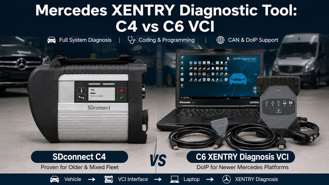 Mercedes XENTRY diagnostic tool comparison between SDconnect C4 and C6 XENTRY Diagnosis VCI