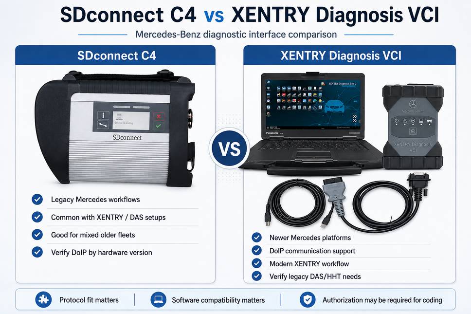 SDconnect C4 versus Mercedes XENTRY Diagnosis VCI C6 diagnostic interface