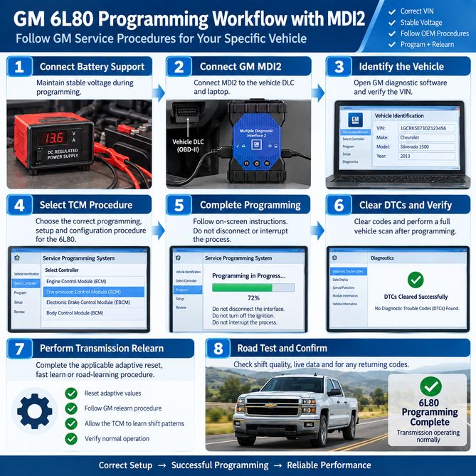 GM 6L80 MDI2 TCM programming workflow