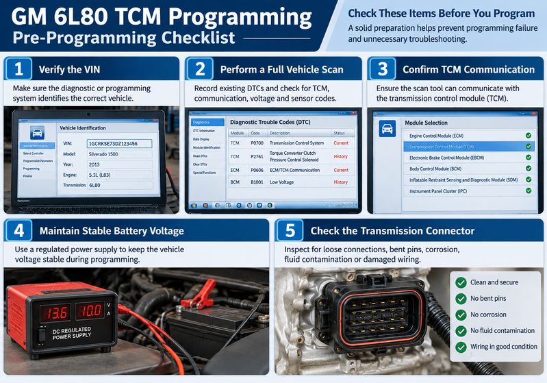 GM 6L80 TCM programming pre-check checklist