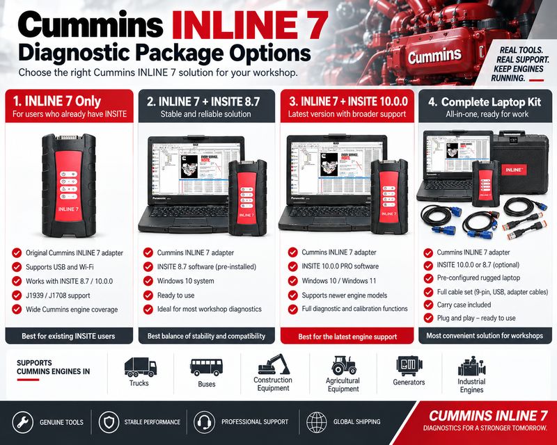 Cummins INLINE 7 INSITE diagnostic package options from OBD2TOOL