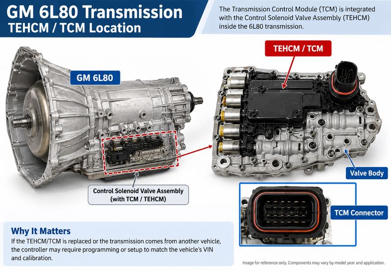 GM 6L80 TEHCM and TCM location on transmission valve body