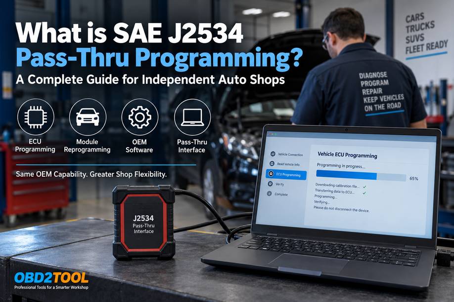 SAE J2534 pass-thru programming connection between OEM software J2534 VCI and vehicle ECU