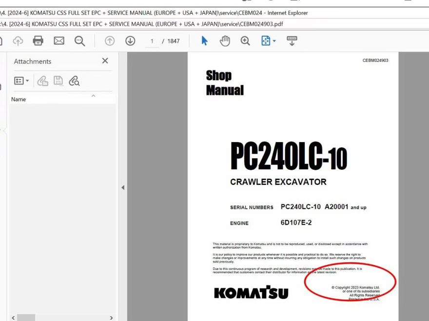 Komatsu CSS parts book shop manual and maintenance manual selection