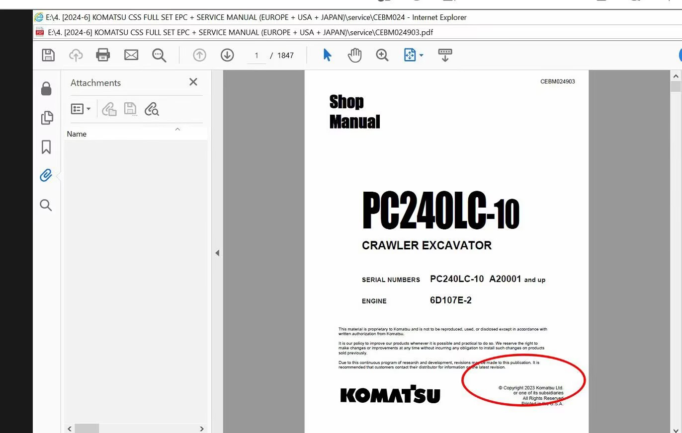 Komatsu CSS parts book shop manual and maintenance manual selection