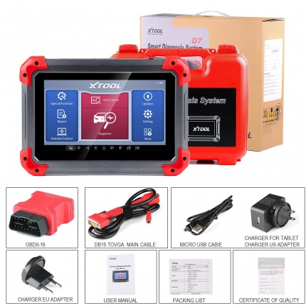 Newest XTOOL D7 Automotive All System Diagnostic Tool Key Programmer Auto Vin with 26+ Reset Functions Active Test