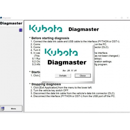 V2026 kubota DIAGMASTER Software DiagMaster 21.11.01 Database all Brands – Level 9