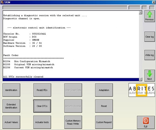 FVDI abrites commander for Chrysler Dodge Jeep software display 1