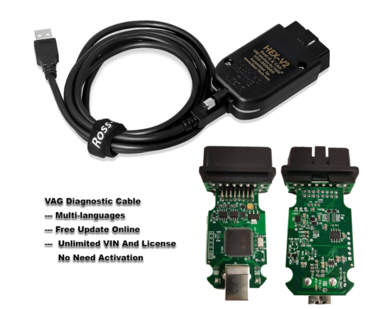 VCDS HEX-V2 V2 18.9 CAN USB Interface Car Auto Fault Diagnosis Wire Cable  with CD software (German/English/French/Italian): Buy Online at Best Price  in UAE 